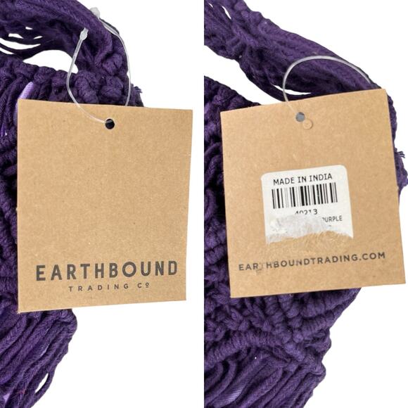 Earthbound Trading Co Purple Macrame Crochet Bag Crossbody New - Picture 5 of 16
